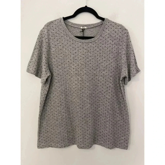 Monrow Women’s Size Large Gray Black Polka Dot Short Sleeve Crewneck T-shirt - Picture 3 of 10
